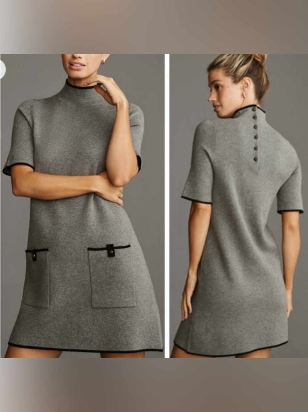 Anthropologie Maeve Annalise Mock Neck Mini Sweater Dress Size XL